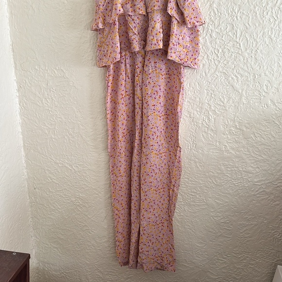 Sonia Rykiel Enfant Silk Pink Yellow Floral Jumpsuit Ruffle Crystal Logo Girl 14 - Picture 8 of 10